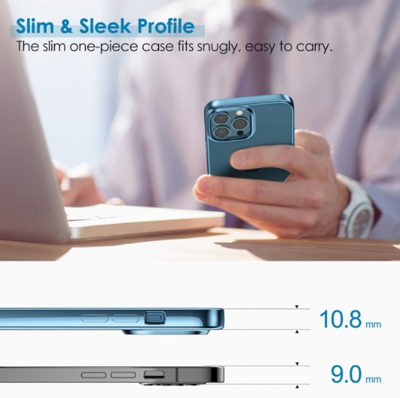 LOHASIC Slim Transparent Soft Flexible for iPhone 13 Pro Max 6.7" - Blue - Picture 4 of 6